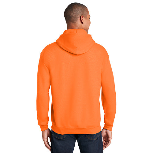 Adult Safety Orange Sled Insanity Hoodie with Blue Logo