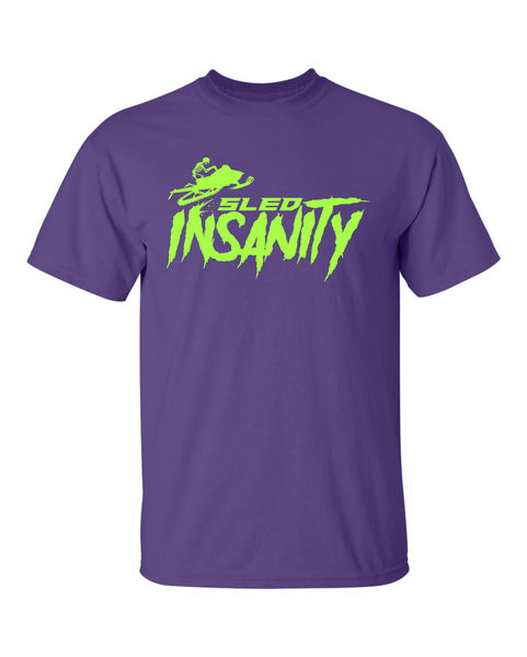 Adult Purple Sled Insanity T-Shirt with Green Logo