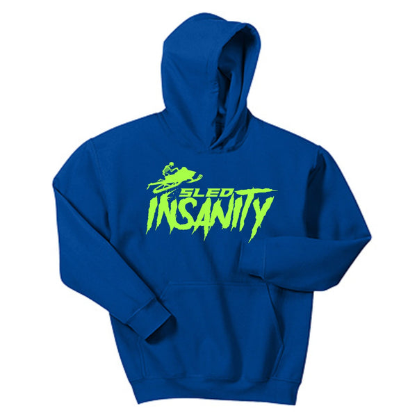 Youth Royal Sled Insanity Hoodie with Green Logo