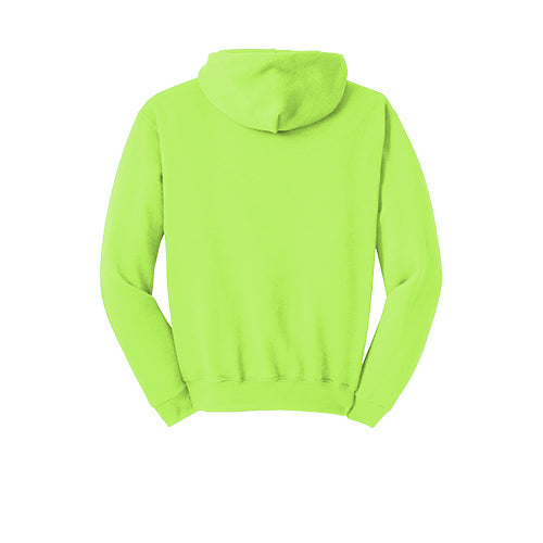 Adult Safety Green Sled Insanity Hoodie with Blue Logo